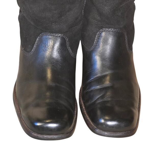 UGG Australia Black Leather & Suede Shearling Mid-Calf Boots Women’s 7.5 - Picture 8 of 11